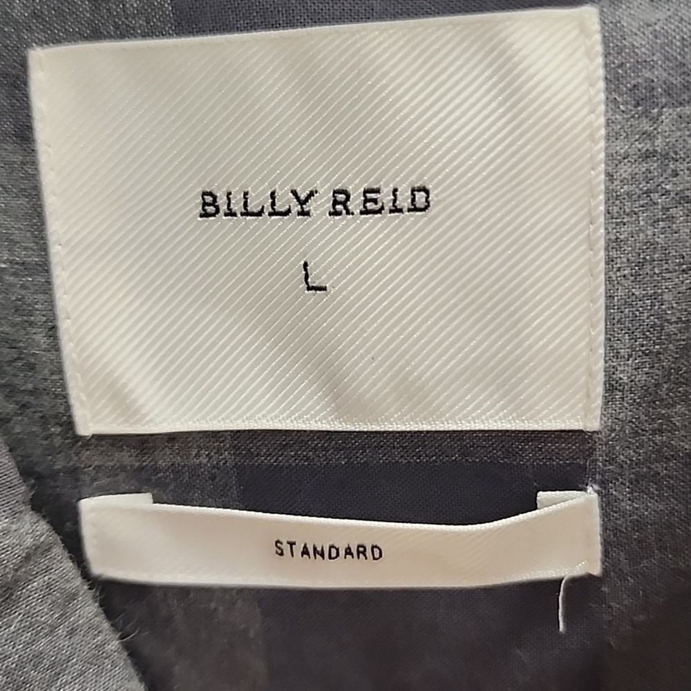 Billy Reid Men's Gray Plaid Long Sleeve Shirt Standard Button UpPocket, sz LD - Picture 16 of 16